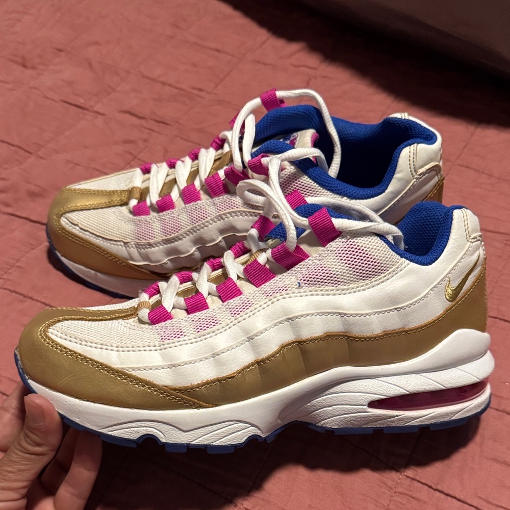 Nike air max Women's Shoes - White, Gold, Pink, Blue - Picture 2 of 8
